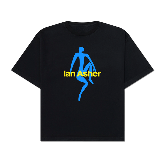 Ian Asher Blue Figure with Yellow on Black