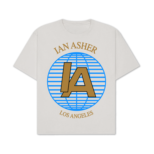 Ian Asher Blue Globe on White